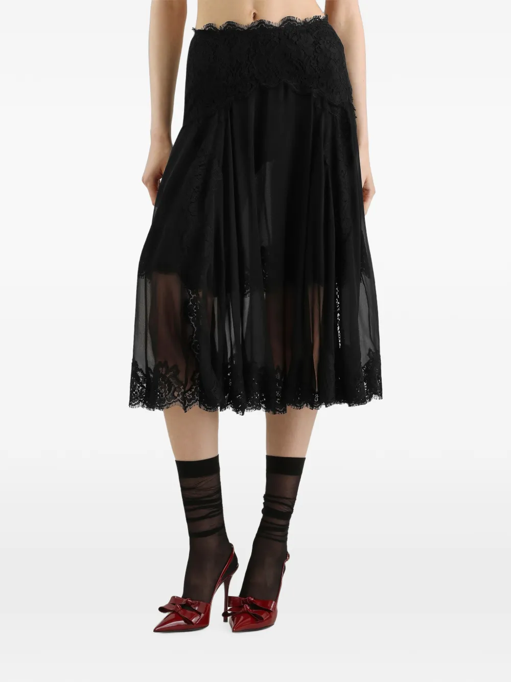 Dolce & Gabbana Zijden midi-rok Zwart