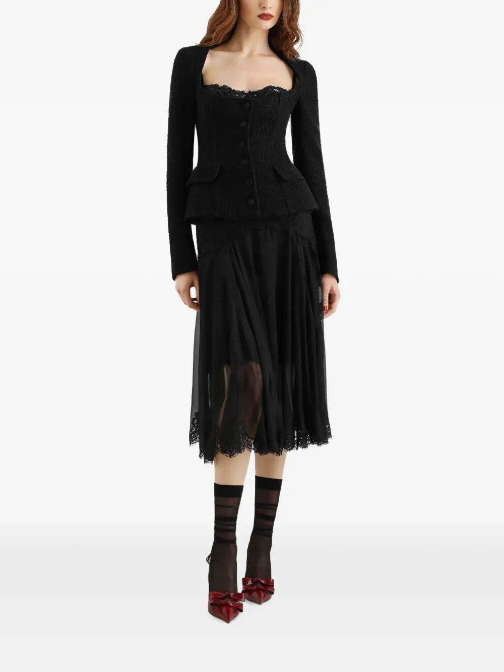 Dolce & Gabbana Zijden midi-rok Zwart