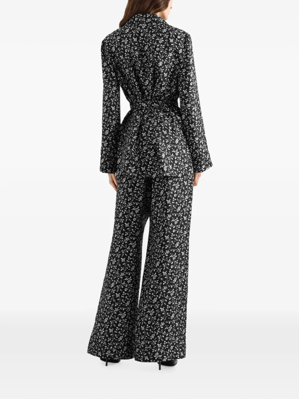 Dolce & Gabbana Twill blouse met rozen en lelies print Zwart