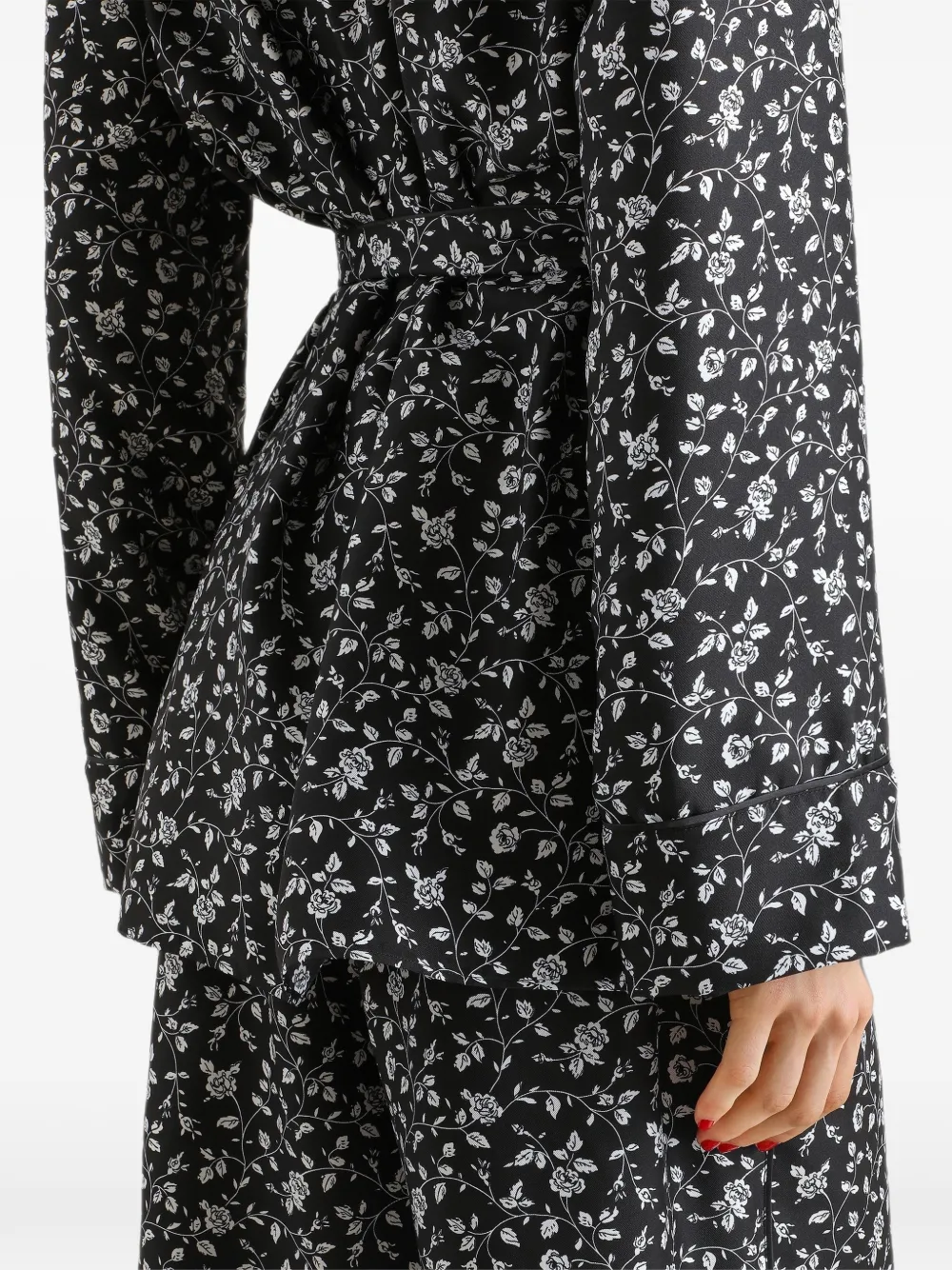 Dolce & Gabbana Twill blouse met rozen en lelies print Zwart