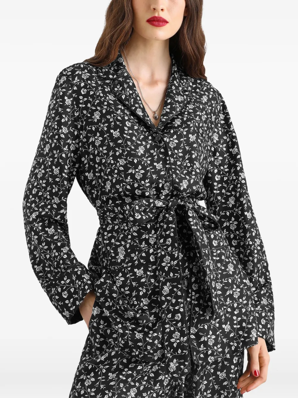 Dolce & Gabbana Twill blouse met rozen en lelies print Zwart