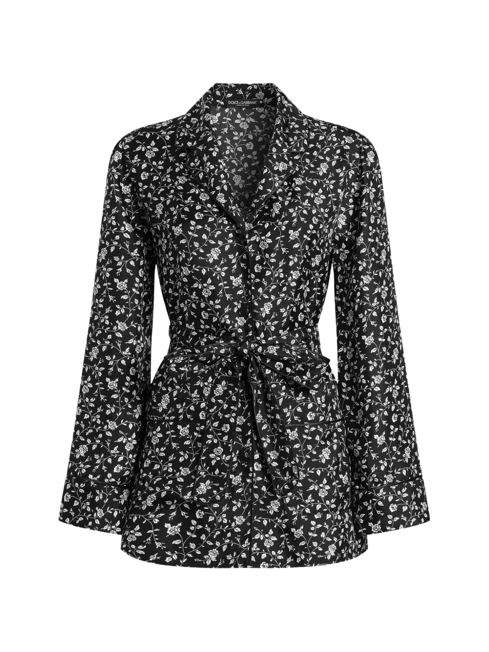 Dolce & Gabbana Twill-Hemd mit Roses and Lilies of the Valley-Print - Schwarz