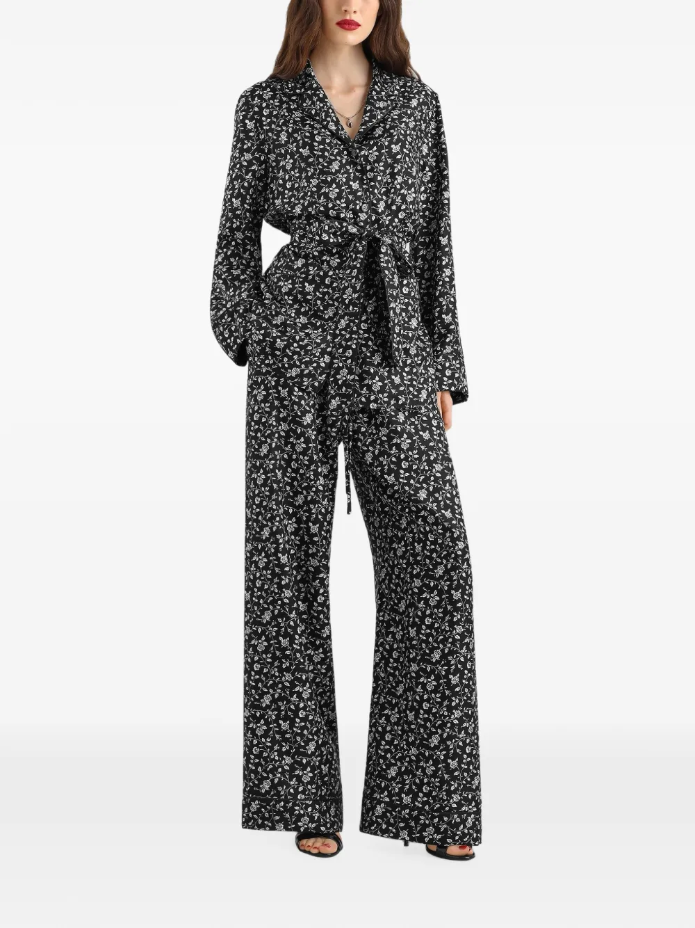 Dolce & Gabbana Twill blouse met rozen en lelies print Zwart