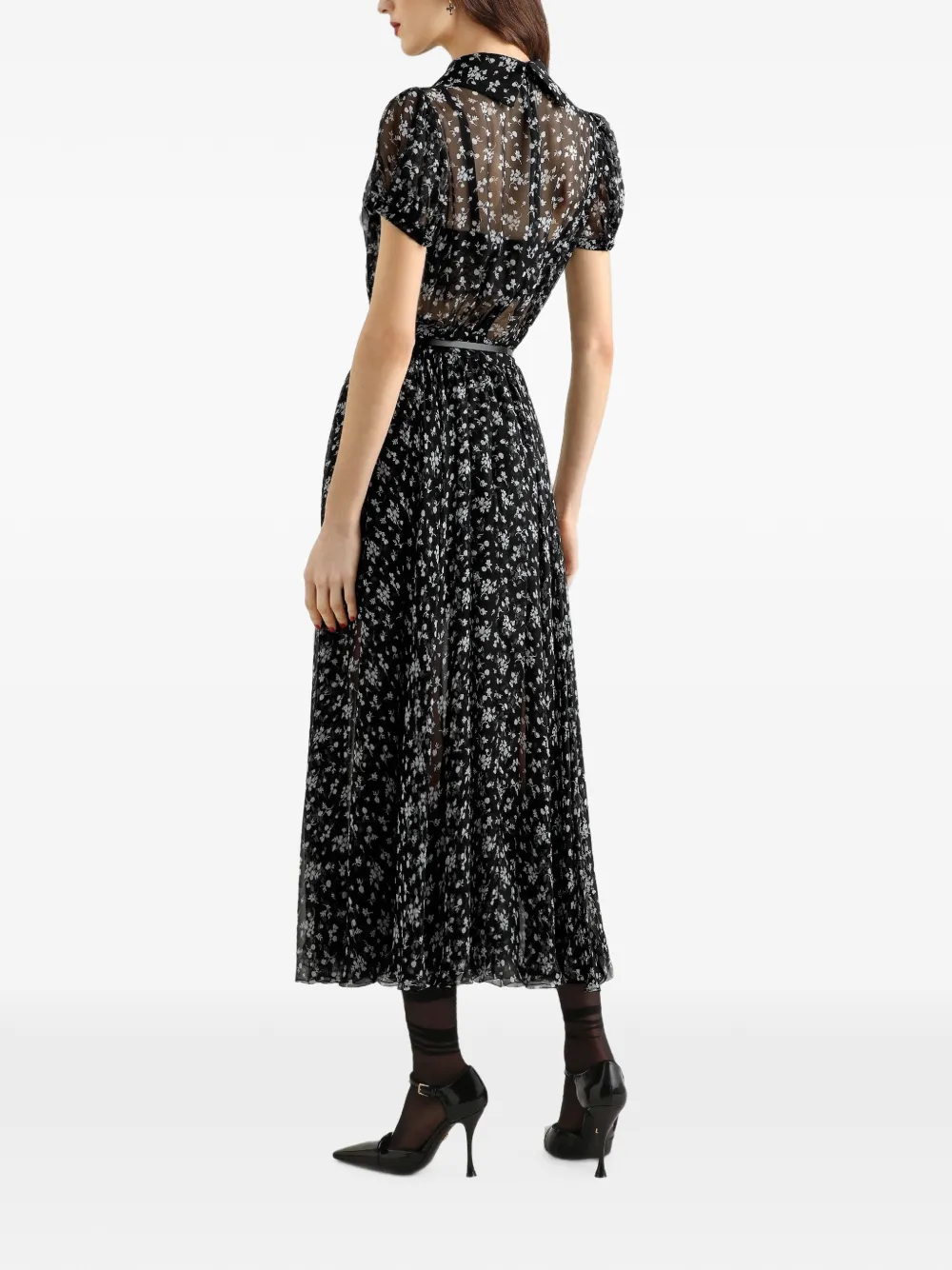 Dolce & Gabbana Chiffon jurk met bloemenprint Zwart