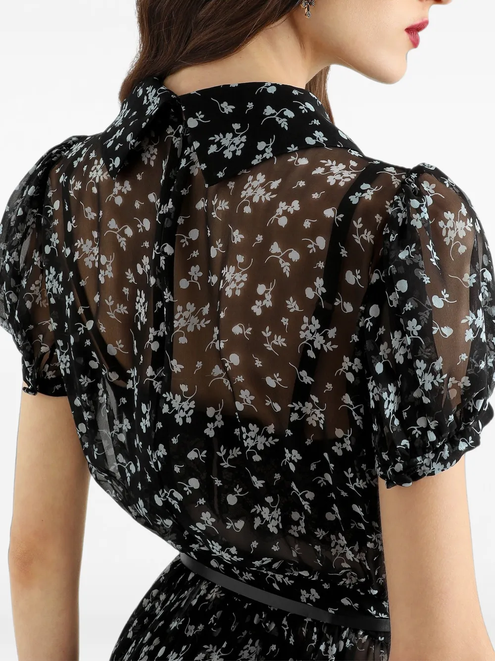 Dolce & Gabbana Chiffon jurk met bloemenprint Zwart