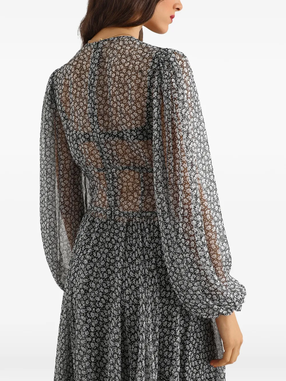 Dolce & Gabbana Chiffon jurk met madeliefjes-print Zwart