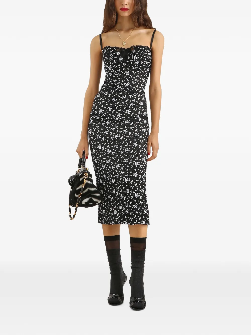 Dolce & Gabbana Jurk met bloemenprint Zwart