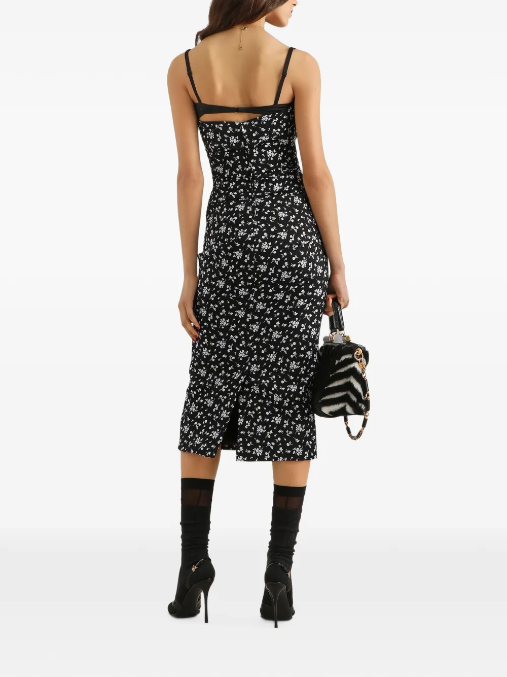 Dolce & Gabbana Jurk met bloemenprint Zwart
