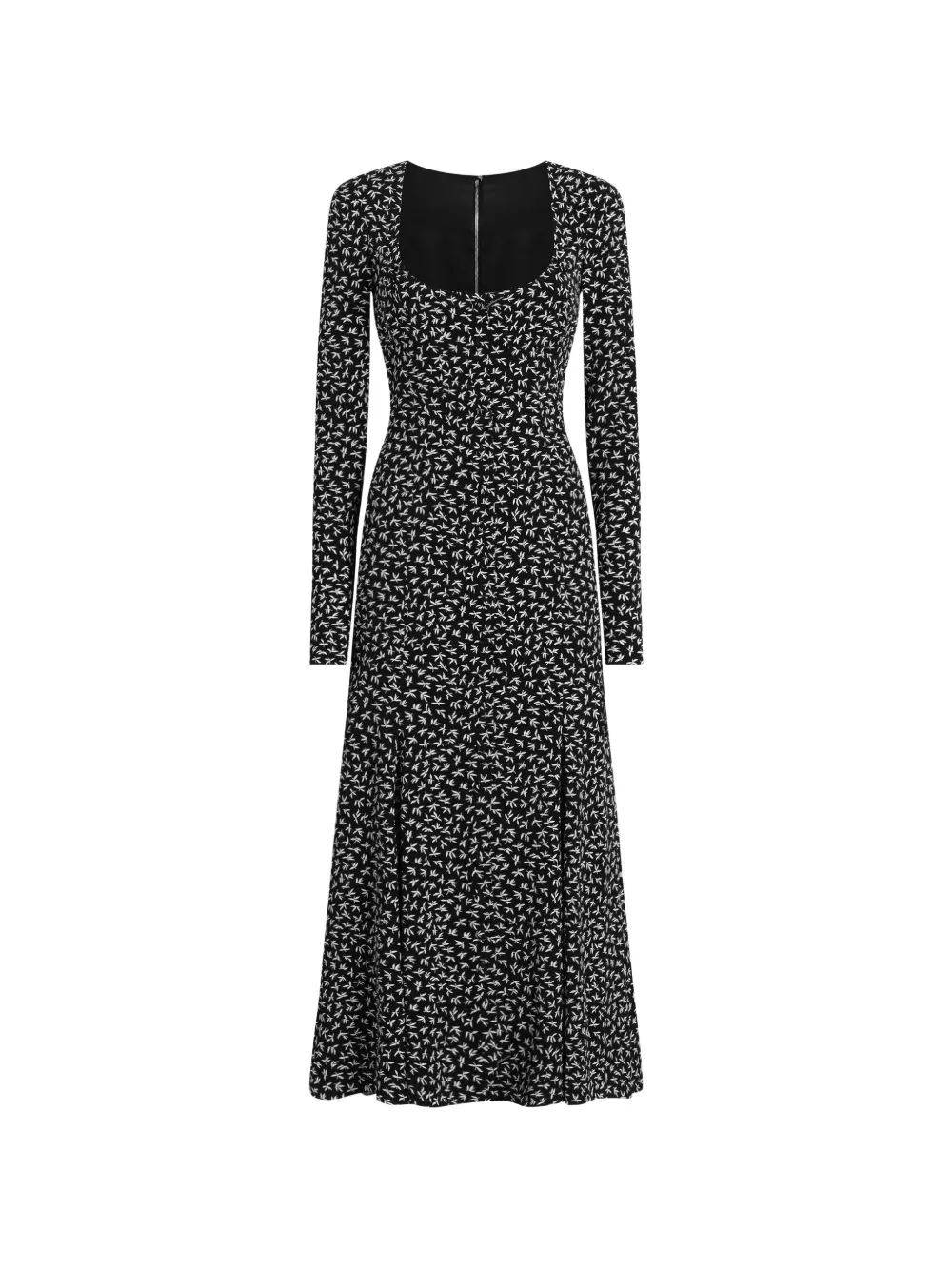 Dolce & Gabbana Charmeuse jurk met bladerprint Zwart