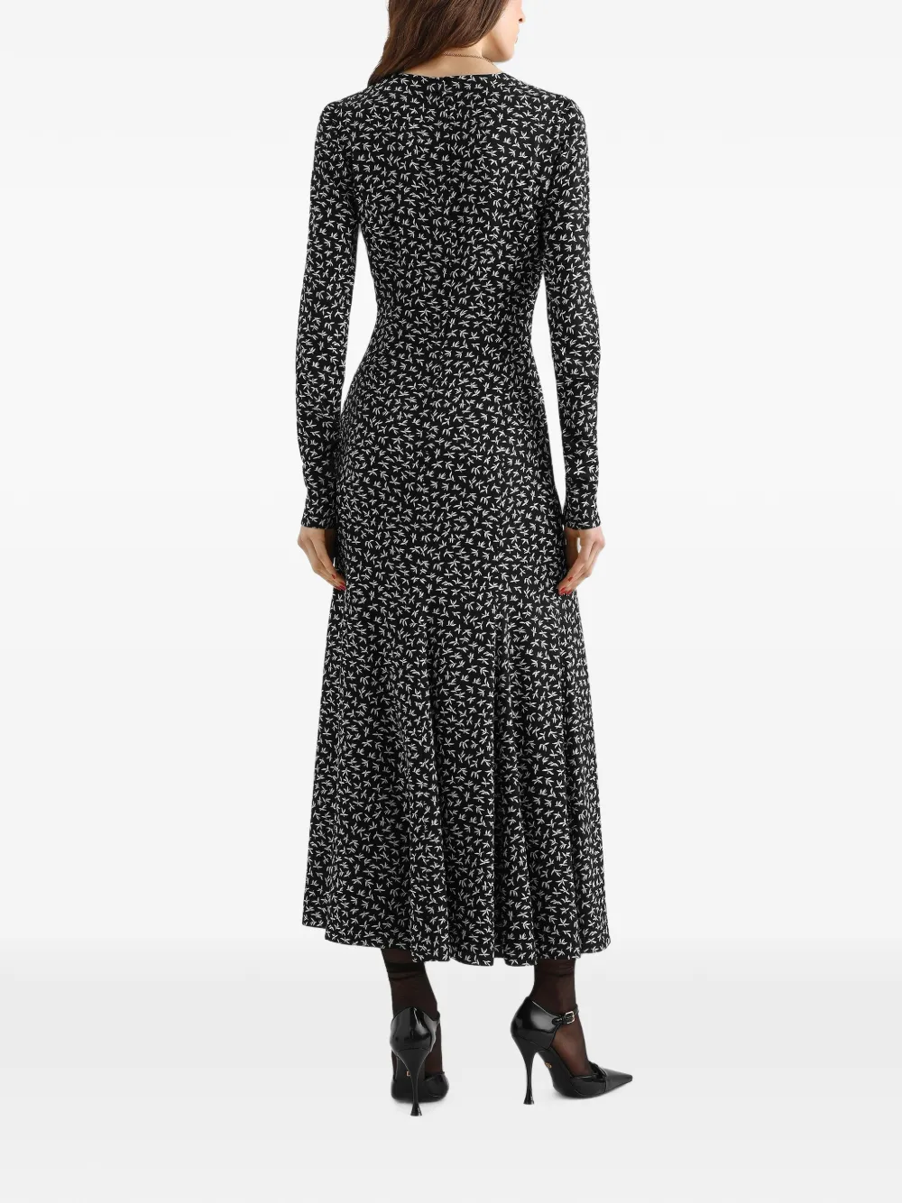 Dolce & Gabbana Charmeuse jurk met bladerprint Zwart
