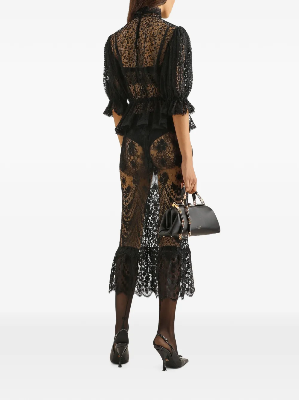 Dolce & Gabbana Tulen top met geborduurde bloemen Zwart