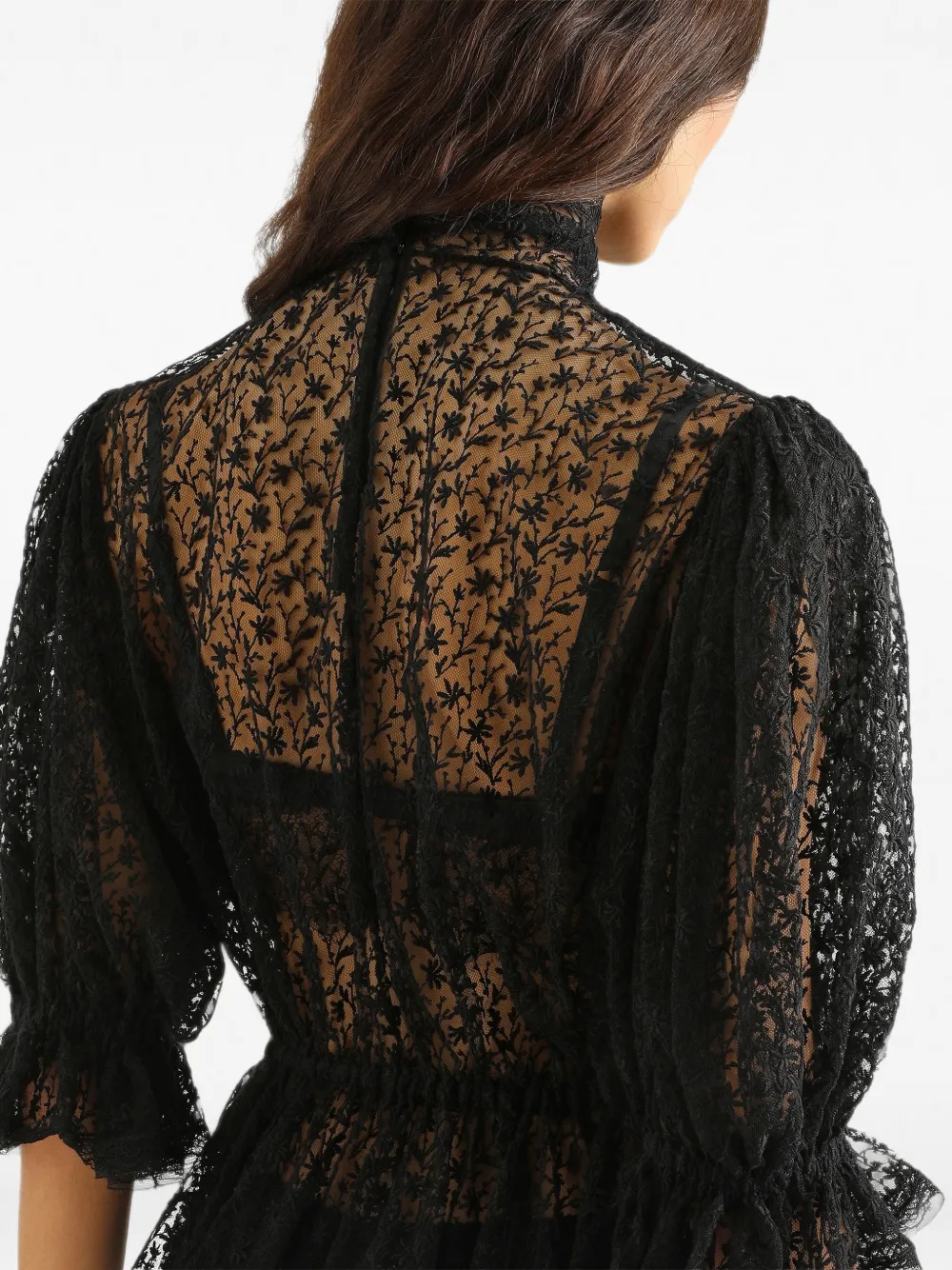 Dolce & Gabbana Tulen top met geborduurde bloemen Zwart