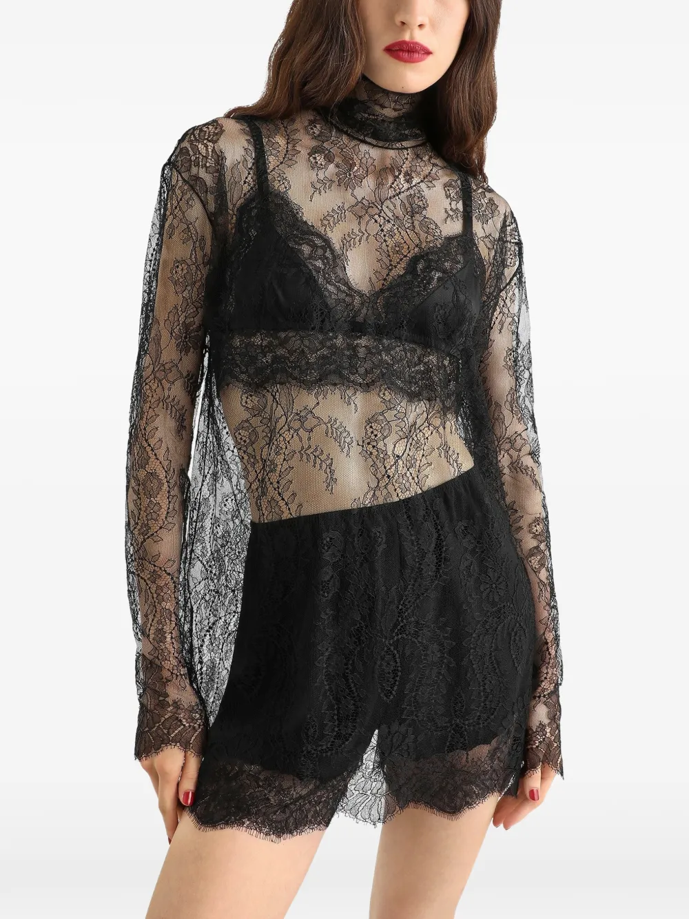 Dolce & Gabbana Chantilly top met kant Zwart