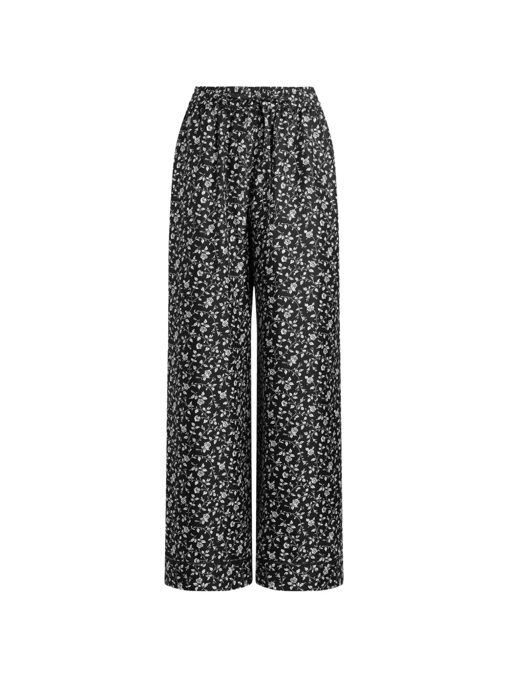 Dolce & Gabbana Seidenhose mit Blumenprint - Schwarz