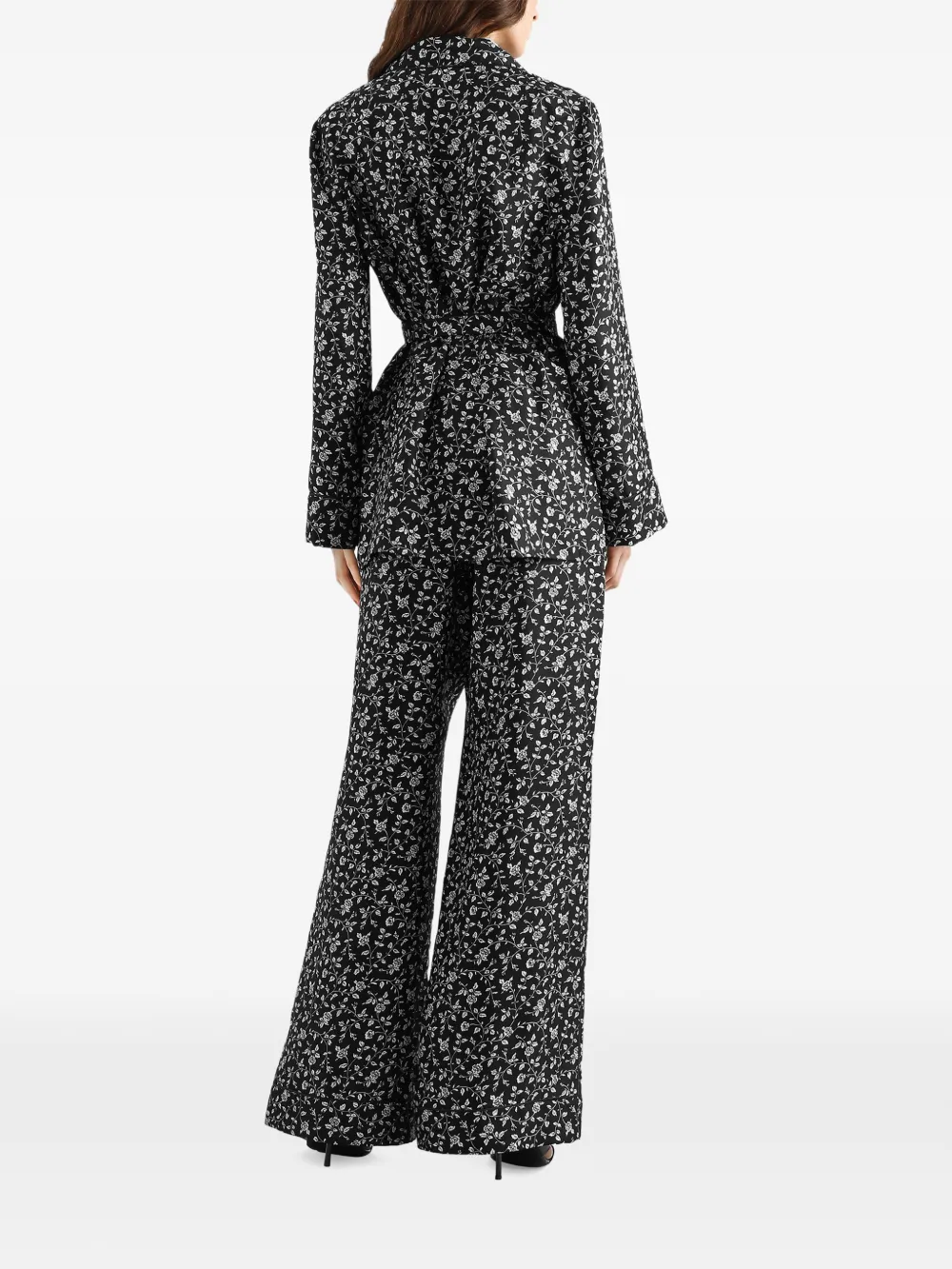 Dolce & Gabbana Zijden twill broek met bloemenprint Zwart