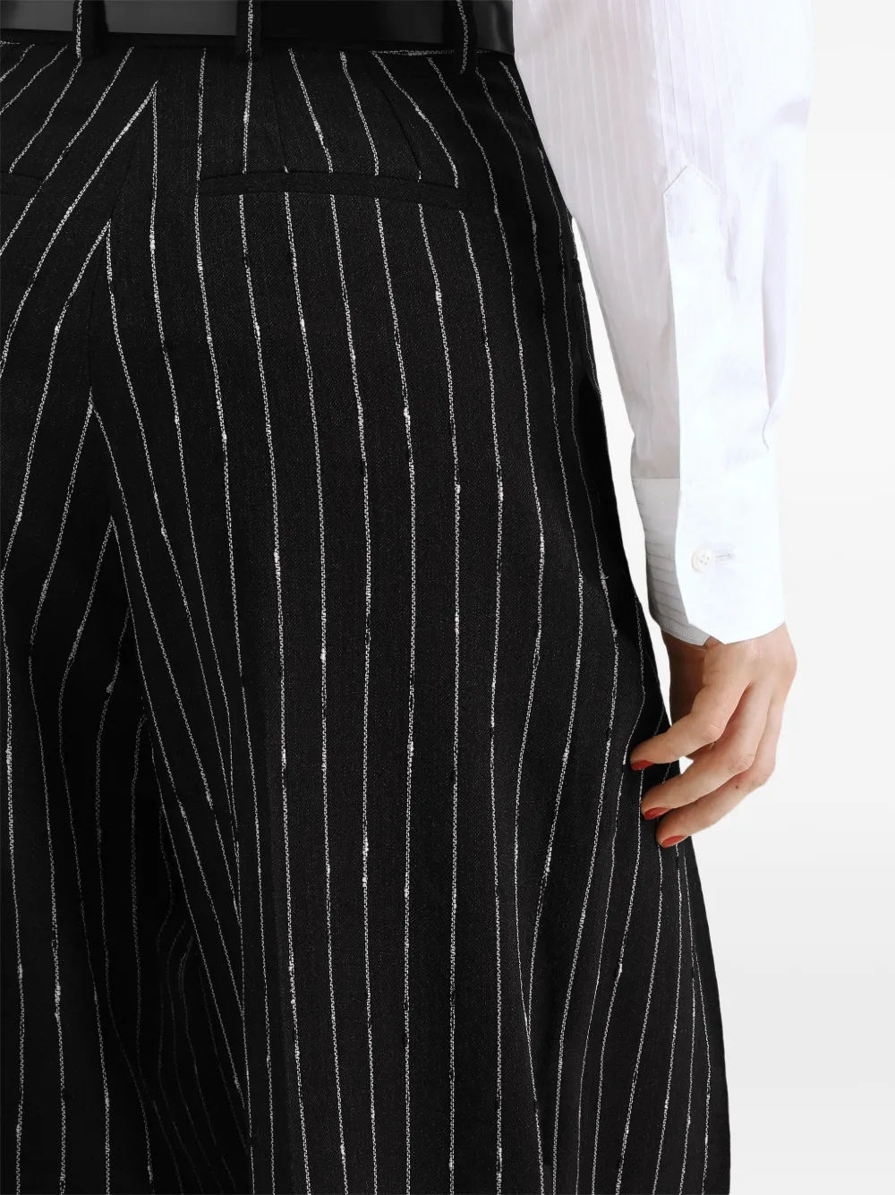 Dolce & Gabbana Broek van scheerwol met krijtstreep Zwart
