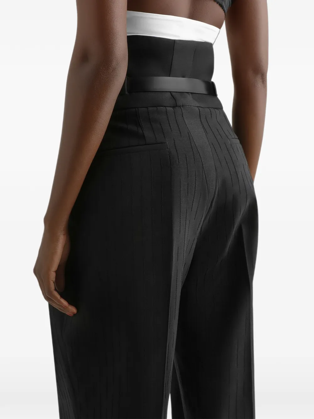 Dolce & Gabbana Wollen broek met krijtstreep en jacquard Zwart