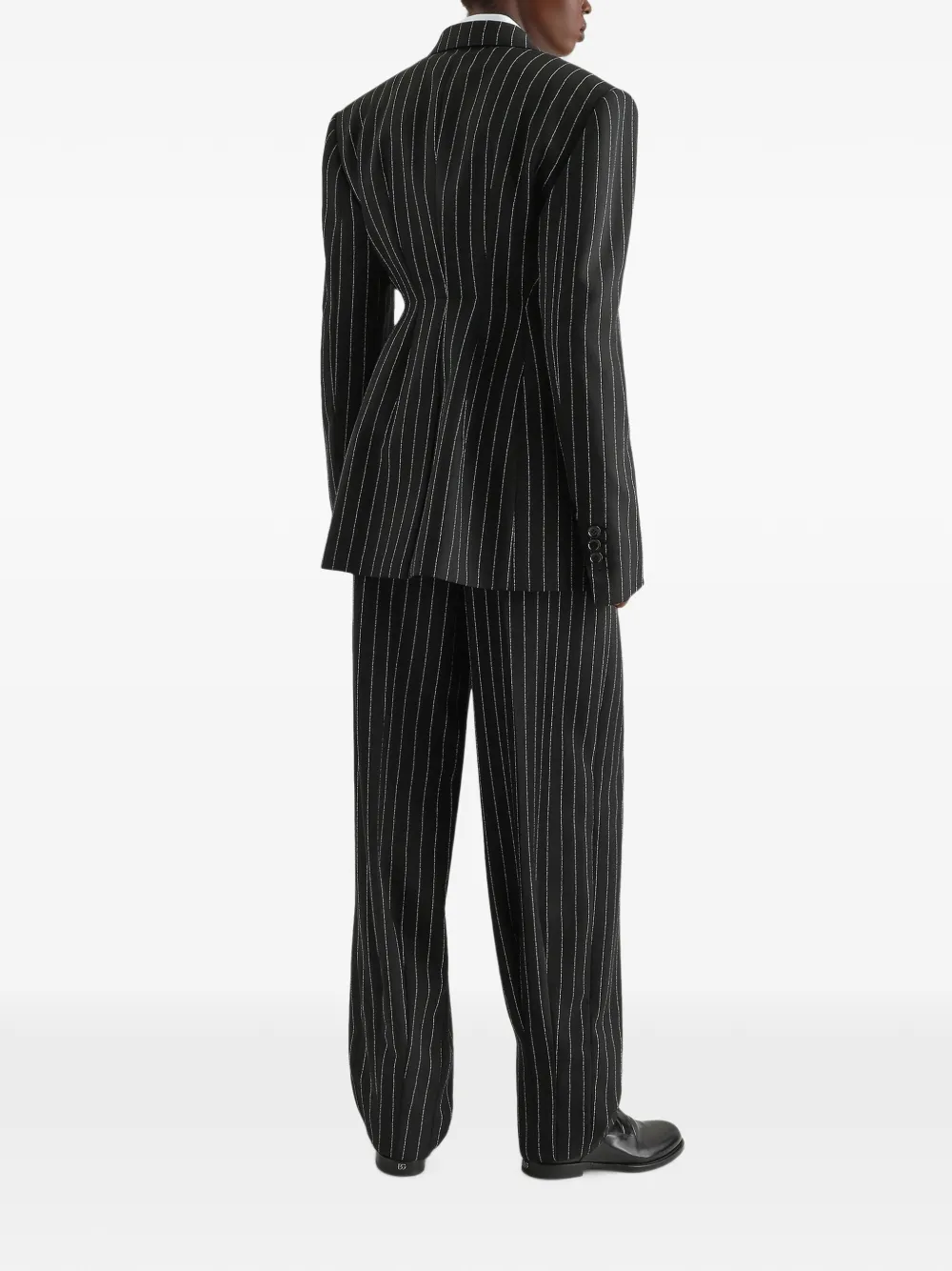Dolce & Gabbana Pantalon met krijtstreep van scheerwol Zwart