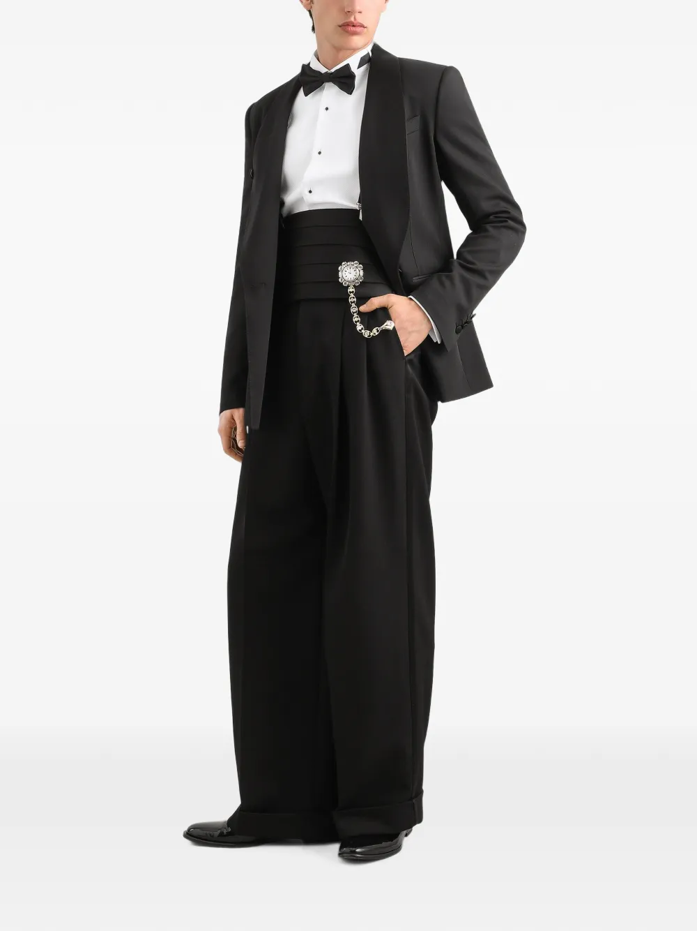 Dolce & Gabbana double-breasted tuxedo jacket in techno gabardine Zwart