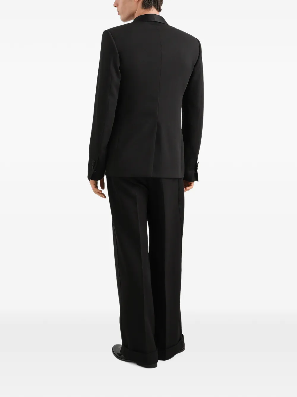 Dolce & Gabbana double-breasted tuxedo jacket in techno gabardine Zwart