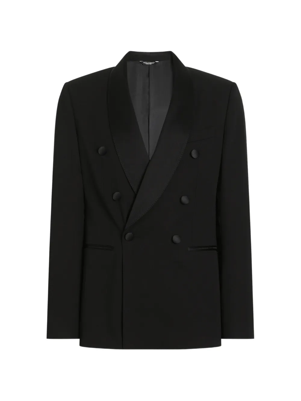 Dolce & Gabbana Giacca doppiopetto in gabardine techno - Nero