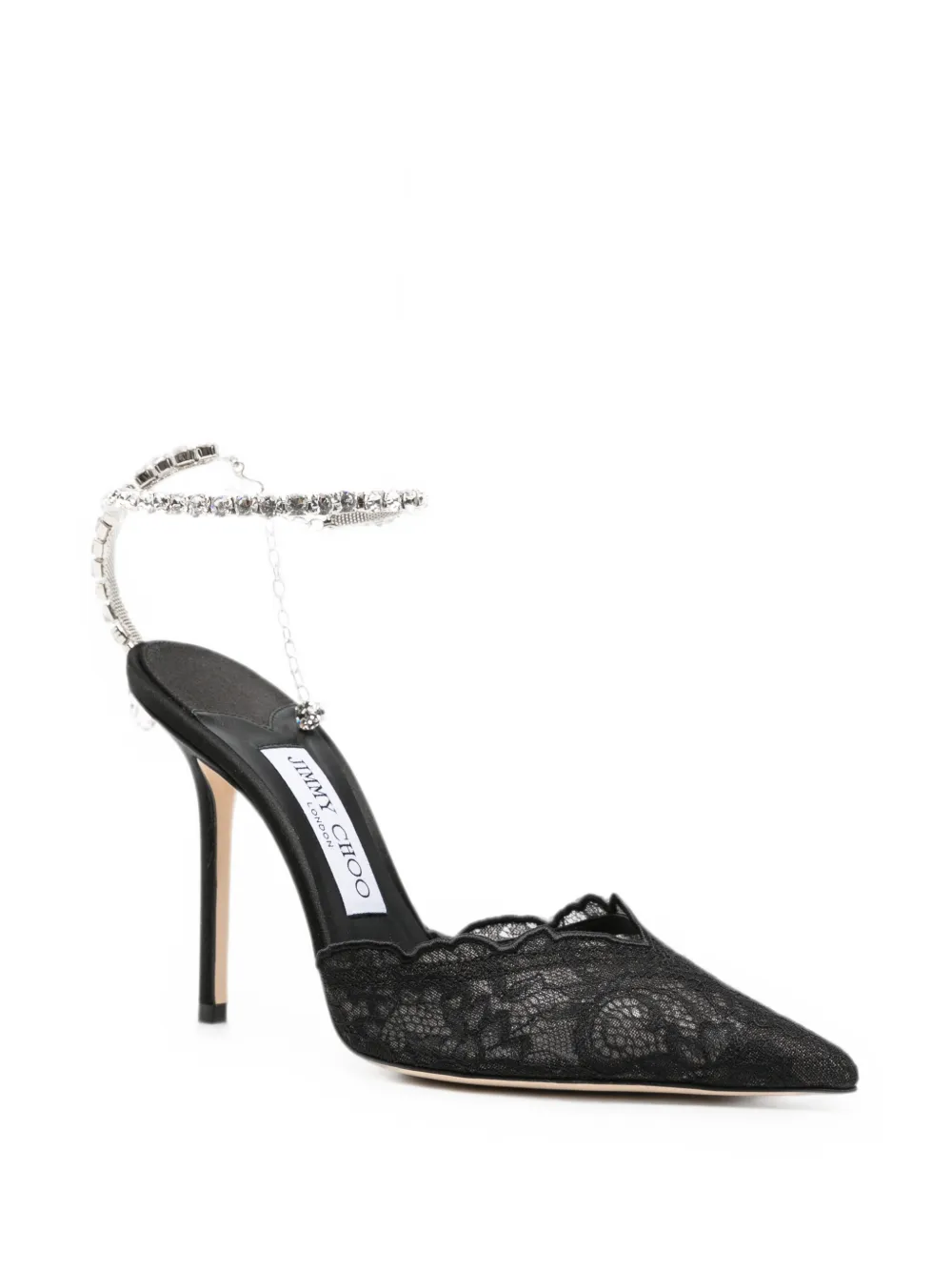 Jimmy Choo Saeda crystal-embellished lace pumps Zwart