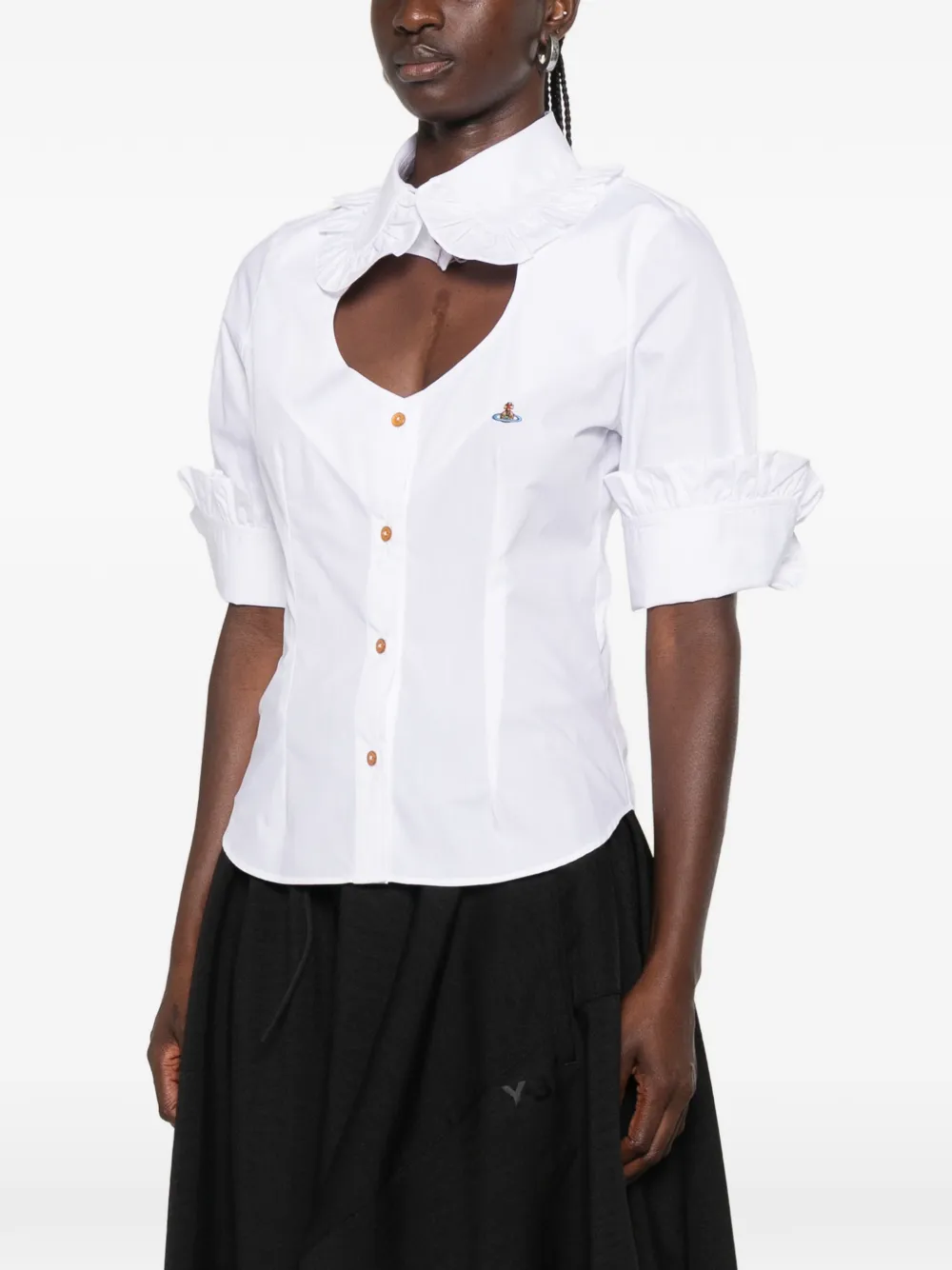 Vivienne Westwood SS Toulouse Frill overhemd met uitgesneden details Wit