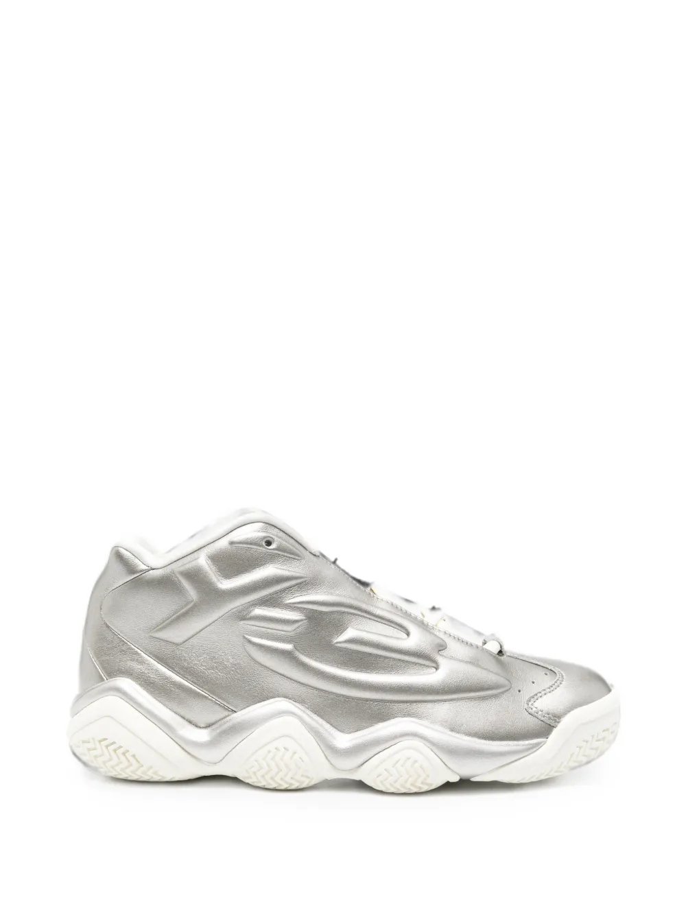 Y-3 x Adidas Megaball metallic-effect logo-embossed sneakers Zilver