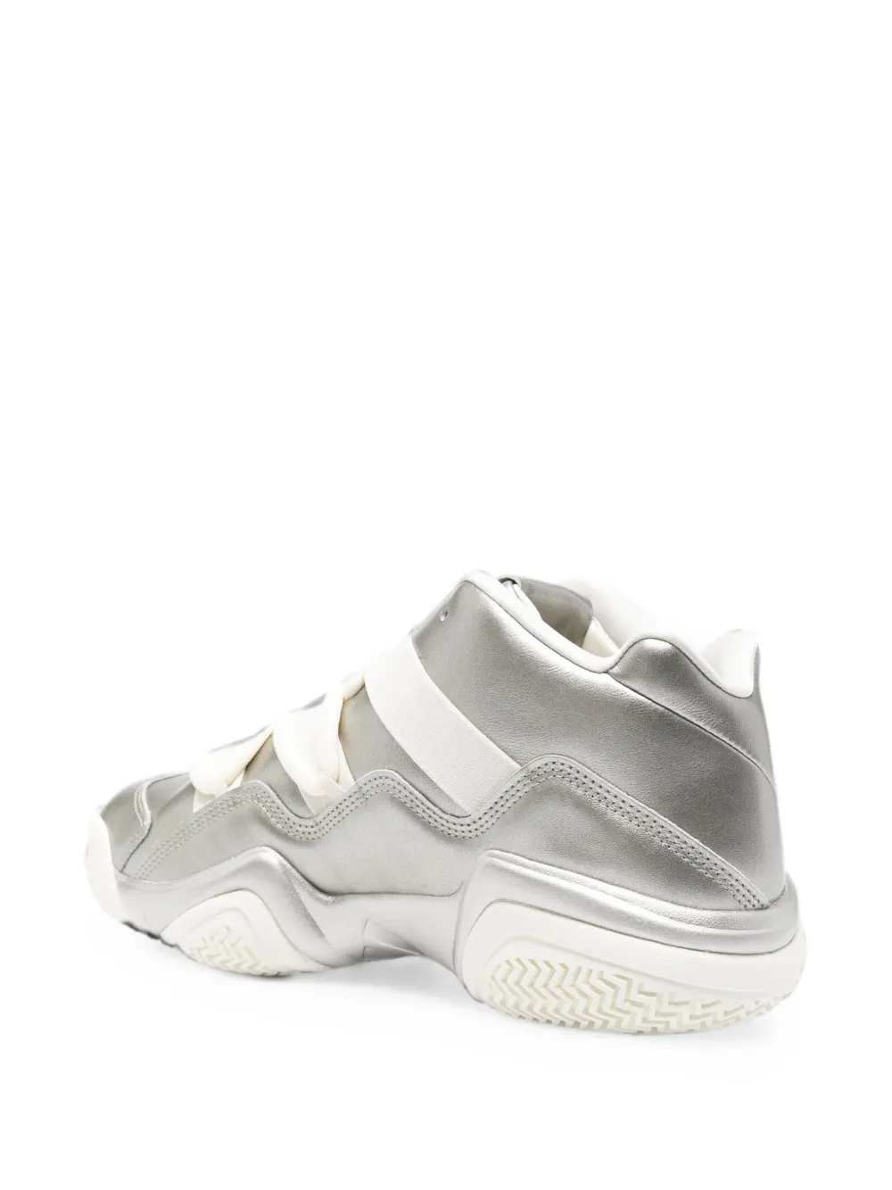 Y-3 x Adidas Megaball metallic-effect logo-embossed sneakers Zilver