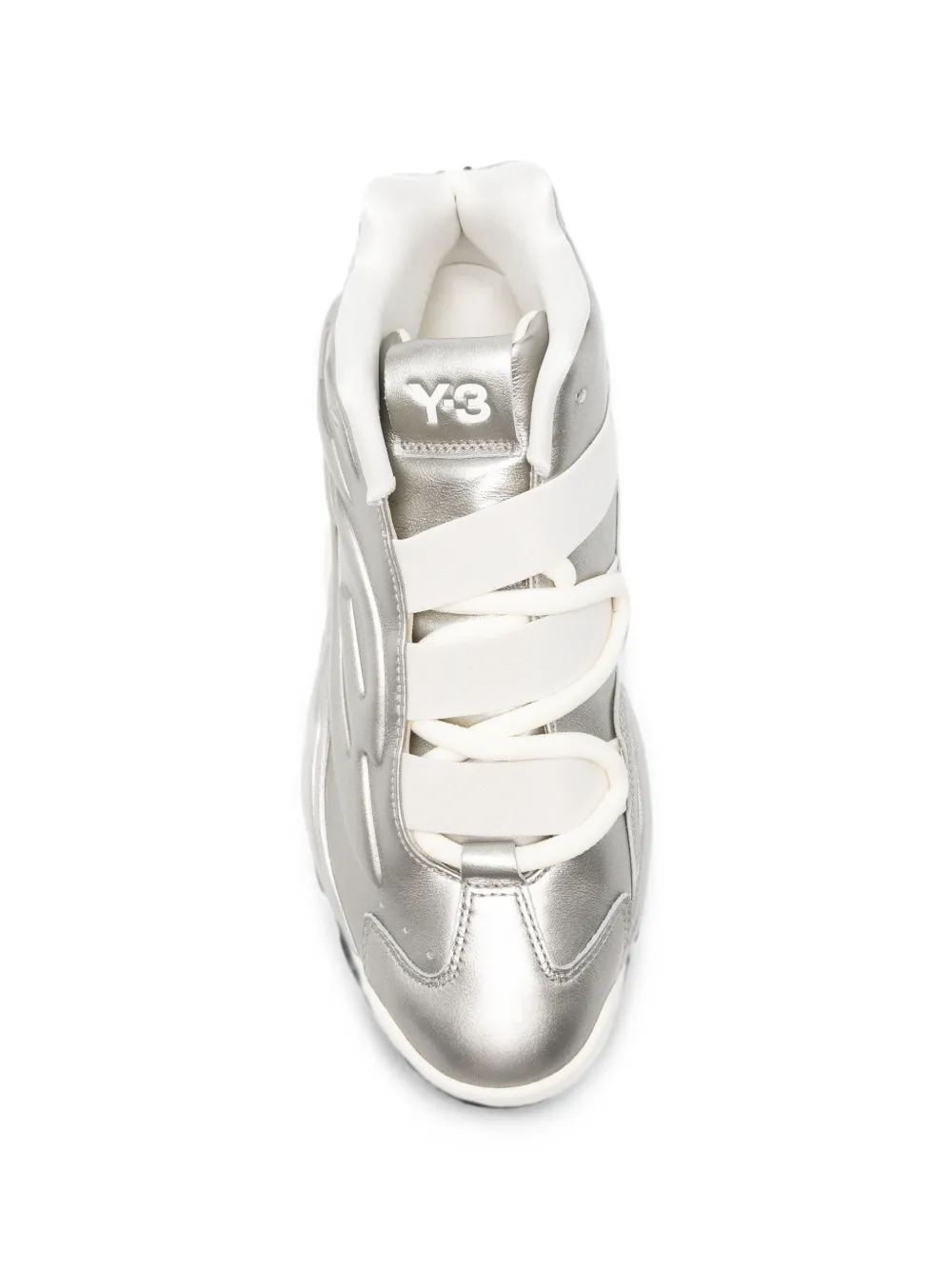 Y-3 x Adidas Megaball metallic-effect logo-embossed sneakers Zilver