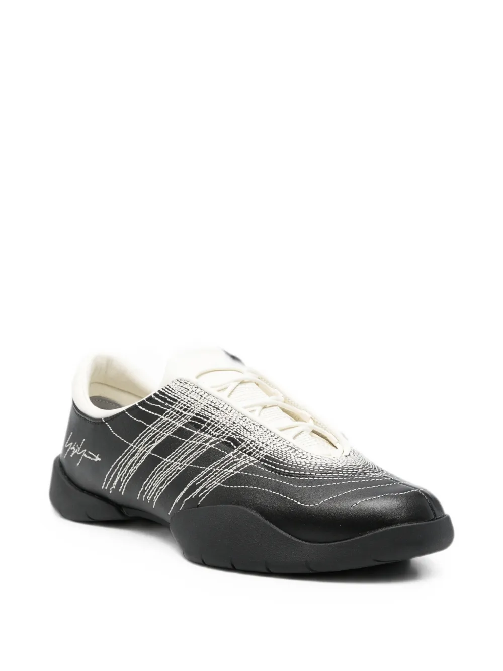 Y-3 x Adidas Regu embroidered-logo leather sneakers Zwart