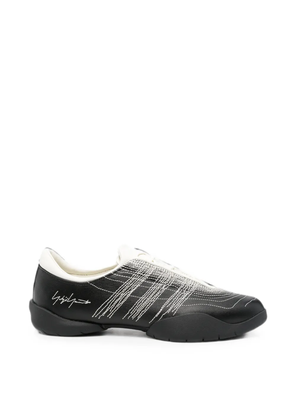 Y-3 x Adidas Regu embroidered-logo leather sneakers Zwart