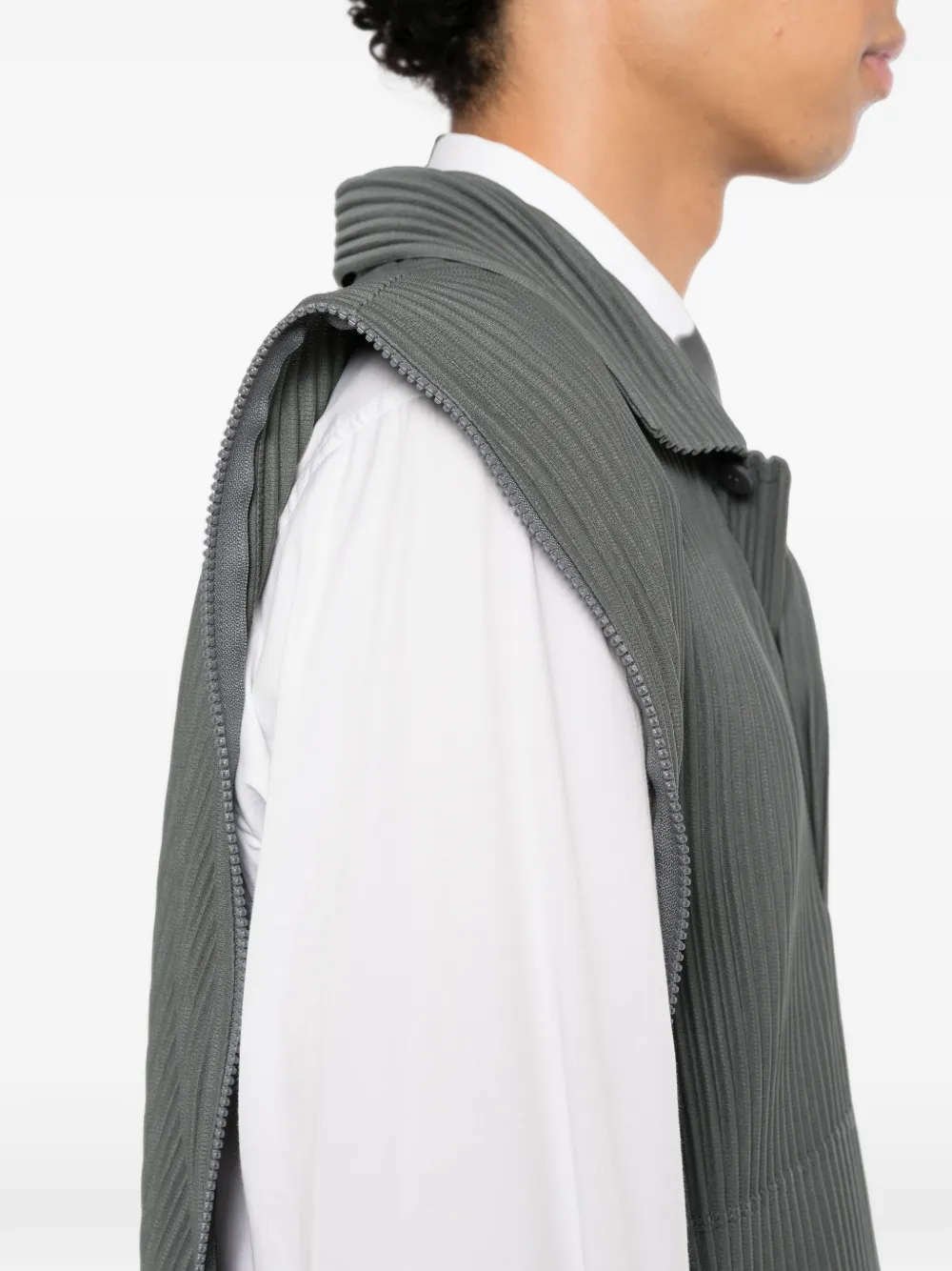 Homme Plissé Issey Miyake Poloshirt met plissé-effect en ritsdetail Blauw