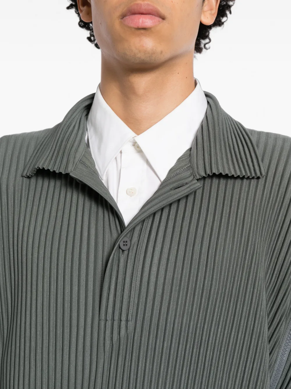 Homme Plissé Issey Miyake Poloshirt met plissé-effect en ritsdetail Blauw