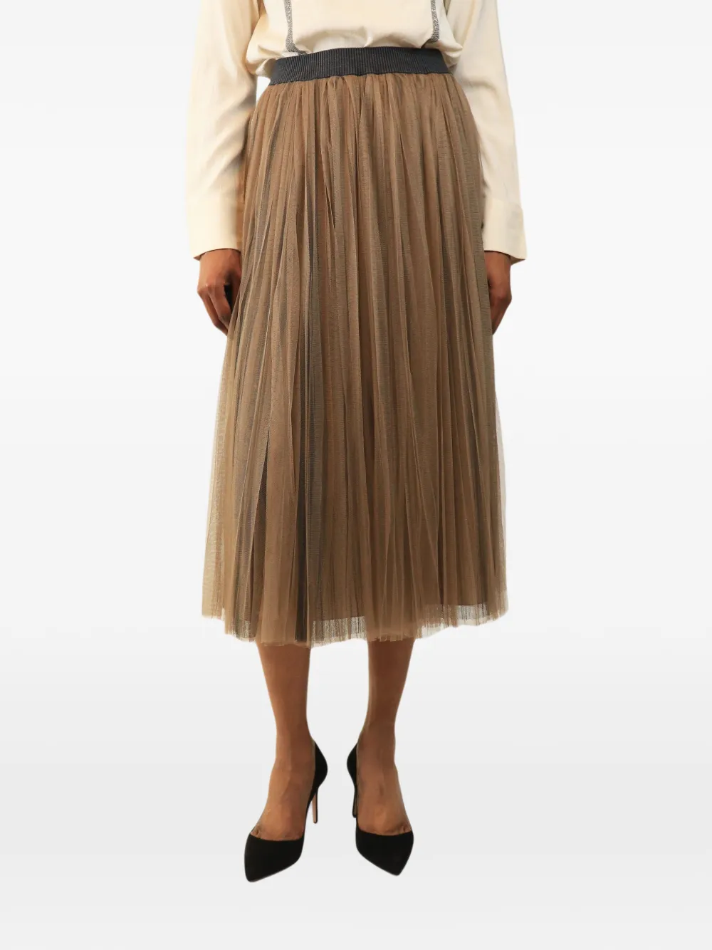Fabiana Filippi pleated tulle midi skirt - Nude