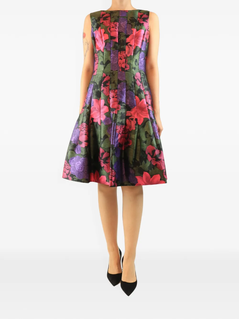 Oscar de la Renta Pre-Owned Abito midi smanicato a fiori - Viola