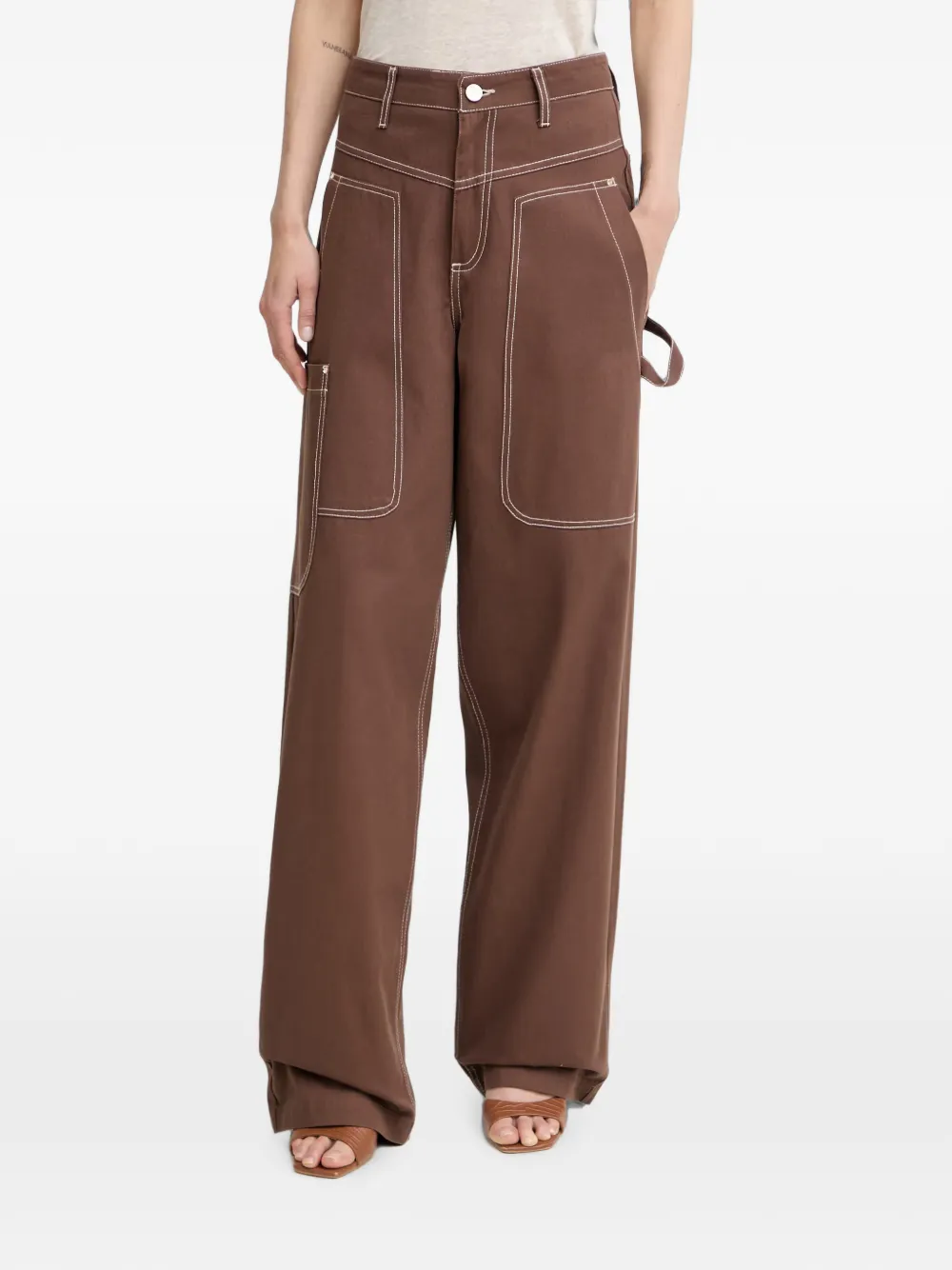 LIU JO contrast-stitch carpenter trousers - Braun