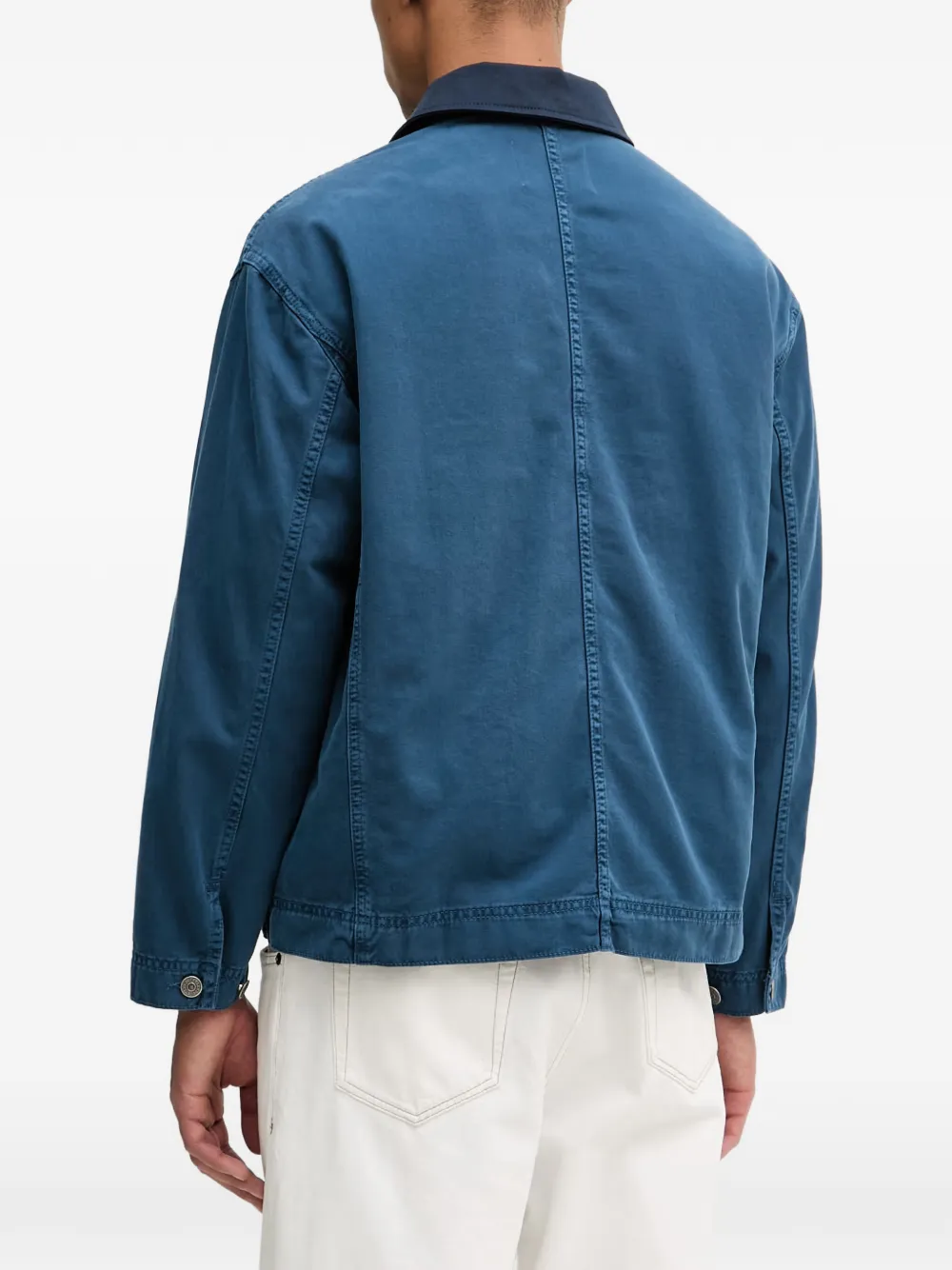 Les Deux Jack met contrasterende kraag en rits Blauw