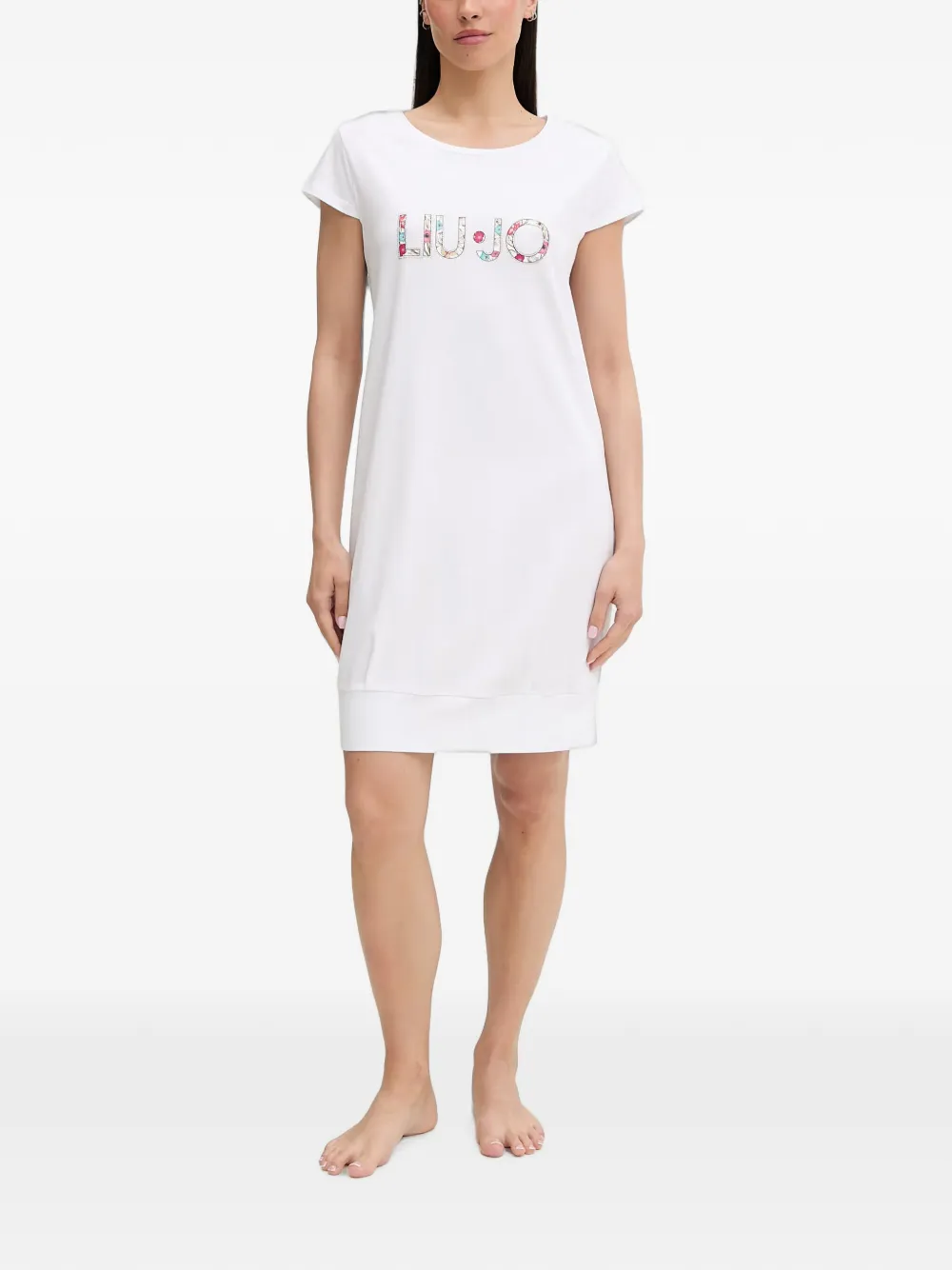 LIU JO logo-print short-sleeve midi dress - Weiß