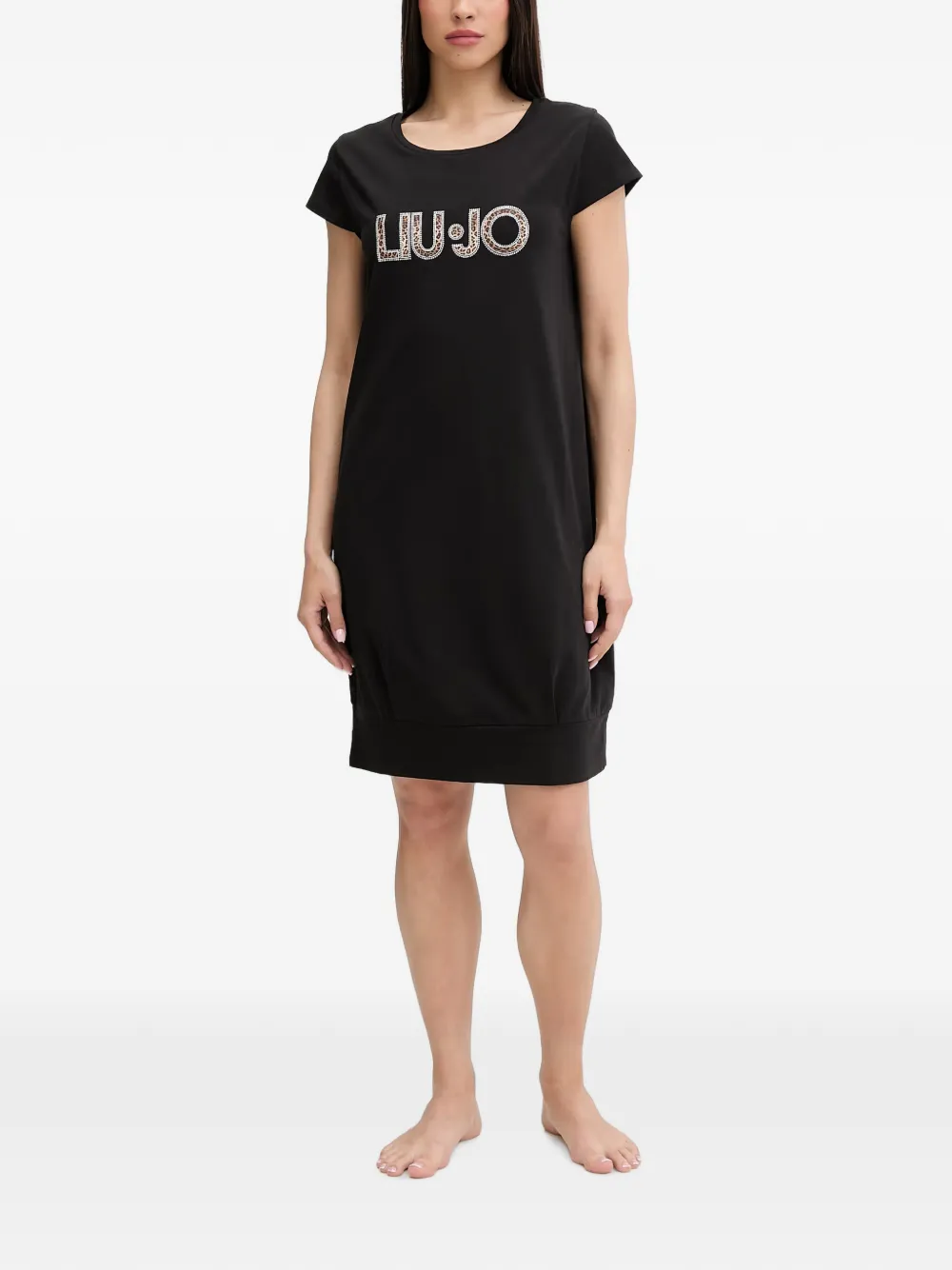 LIU JO logo-print short-sleeve midi dress - Schwarz