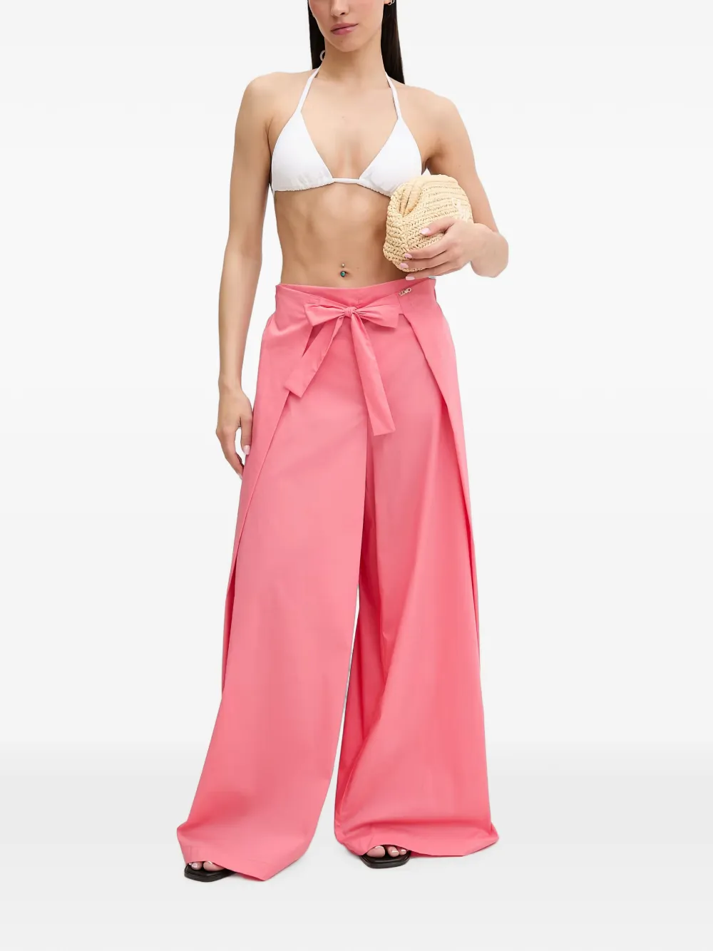 LIU JO Palazzo broek met strik detail Roze