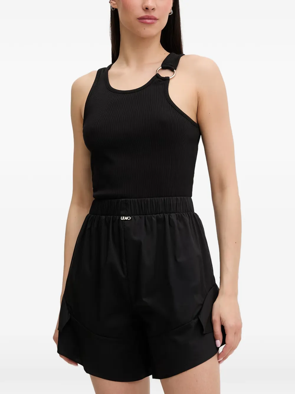LIU JO ribbed ring-detail top - Nero