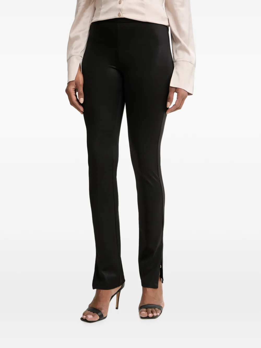 LIU JO slit-detail coated-finish leggings - Schwarz