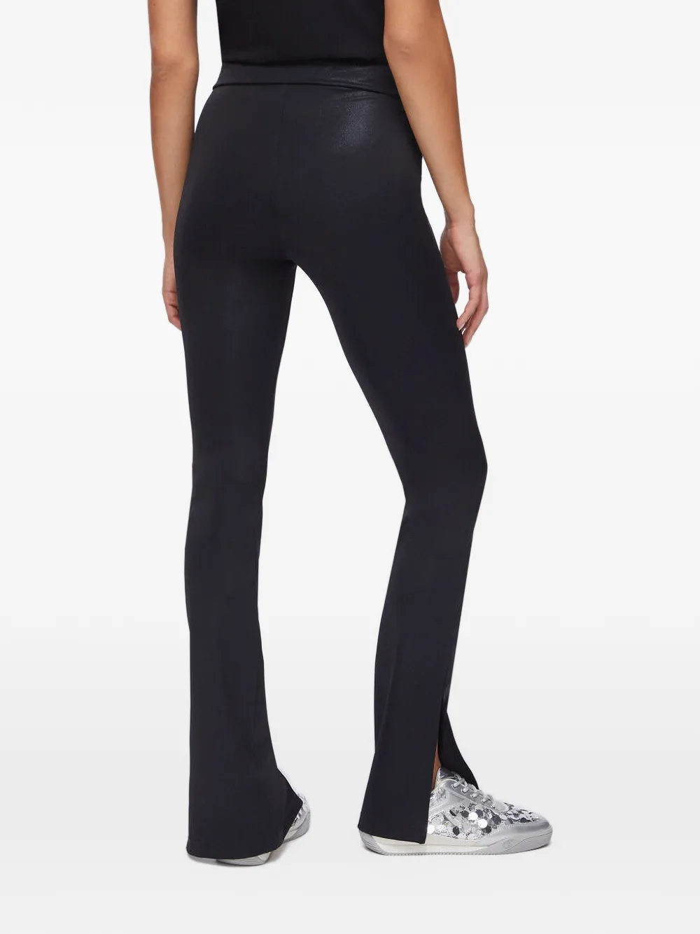 LIU JO Legging met gecoate afwerking en split Zwart