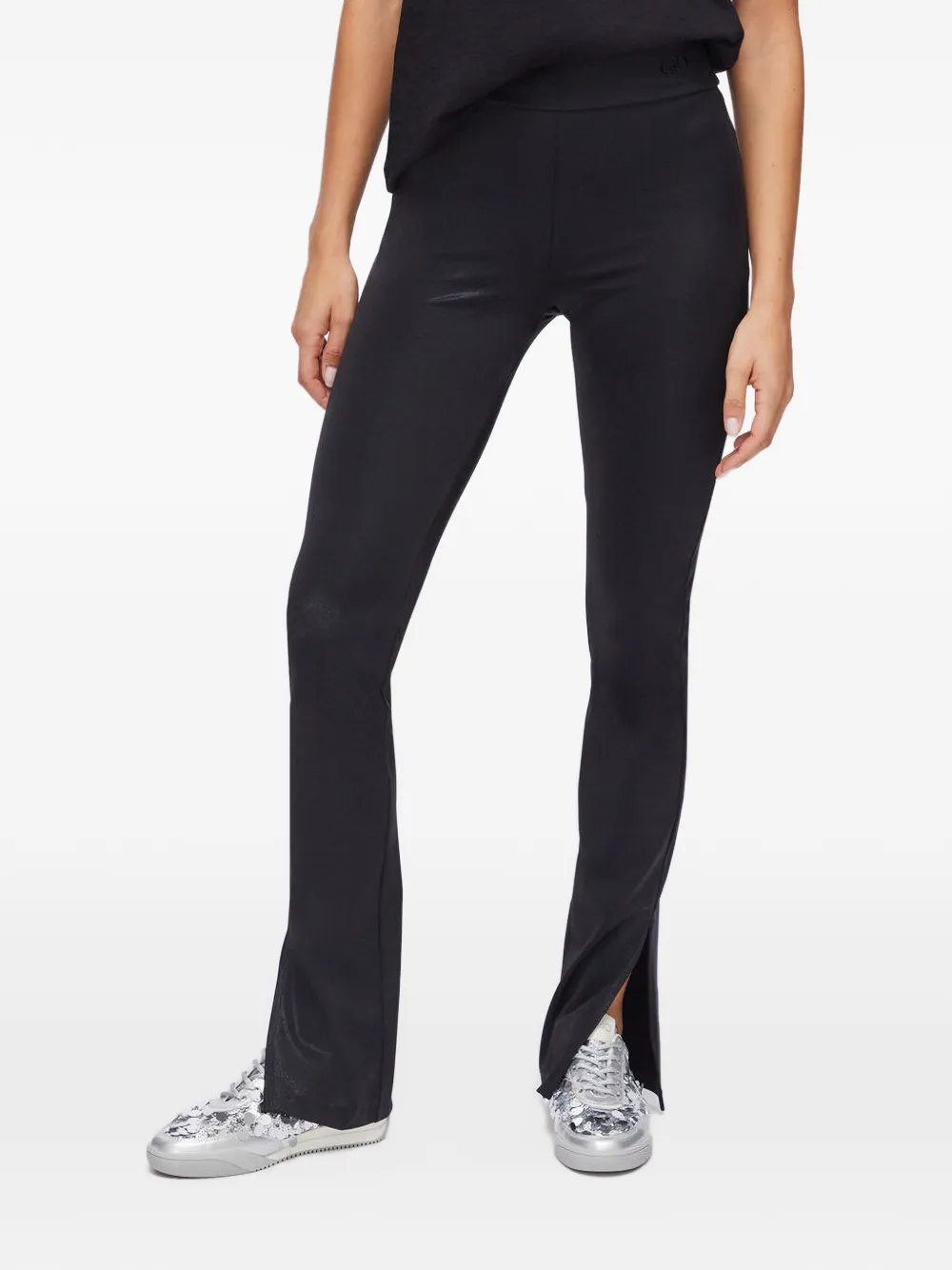 LIU JO Legging met gecoate afwerking en split Zwart