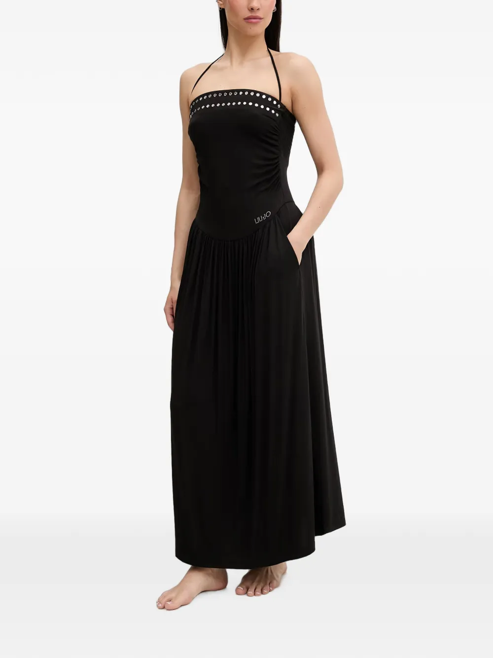 LIU JO Maxi-jurk met halternek en studs Zwart