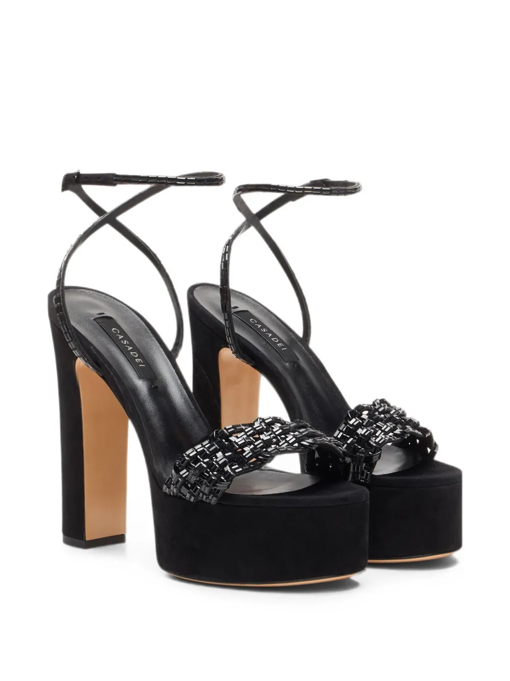 Casadei Godyva crystal-embellished sandals Zwart
