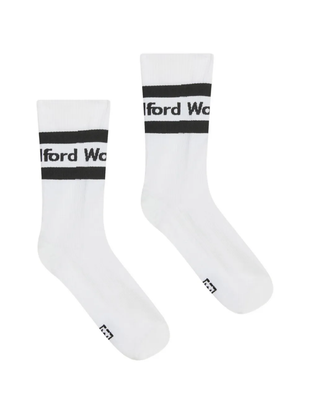 Wolford Logo-knit Ribbed Socks In Silver