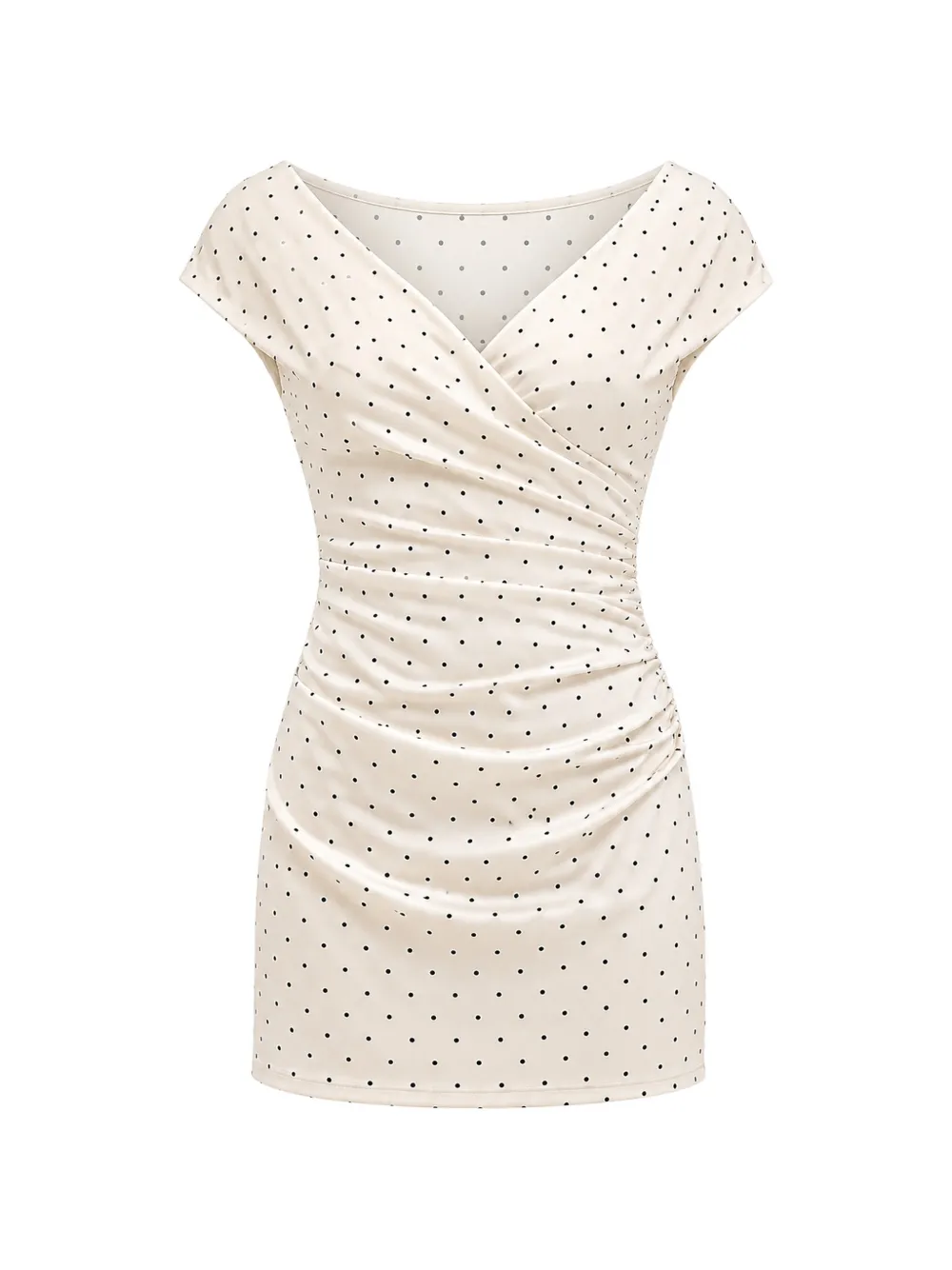Solaqua Emanuela Polka-dot Mini Dress In Neutral