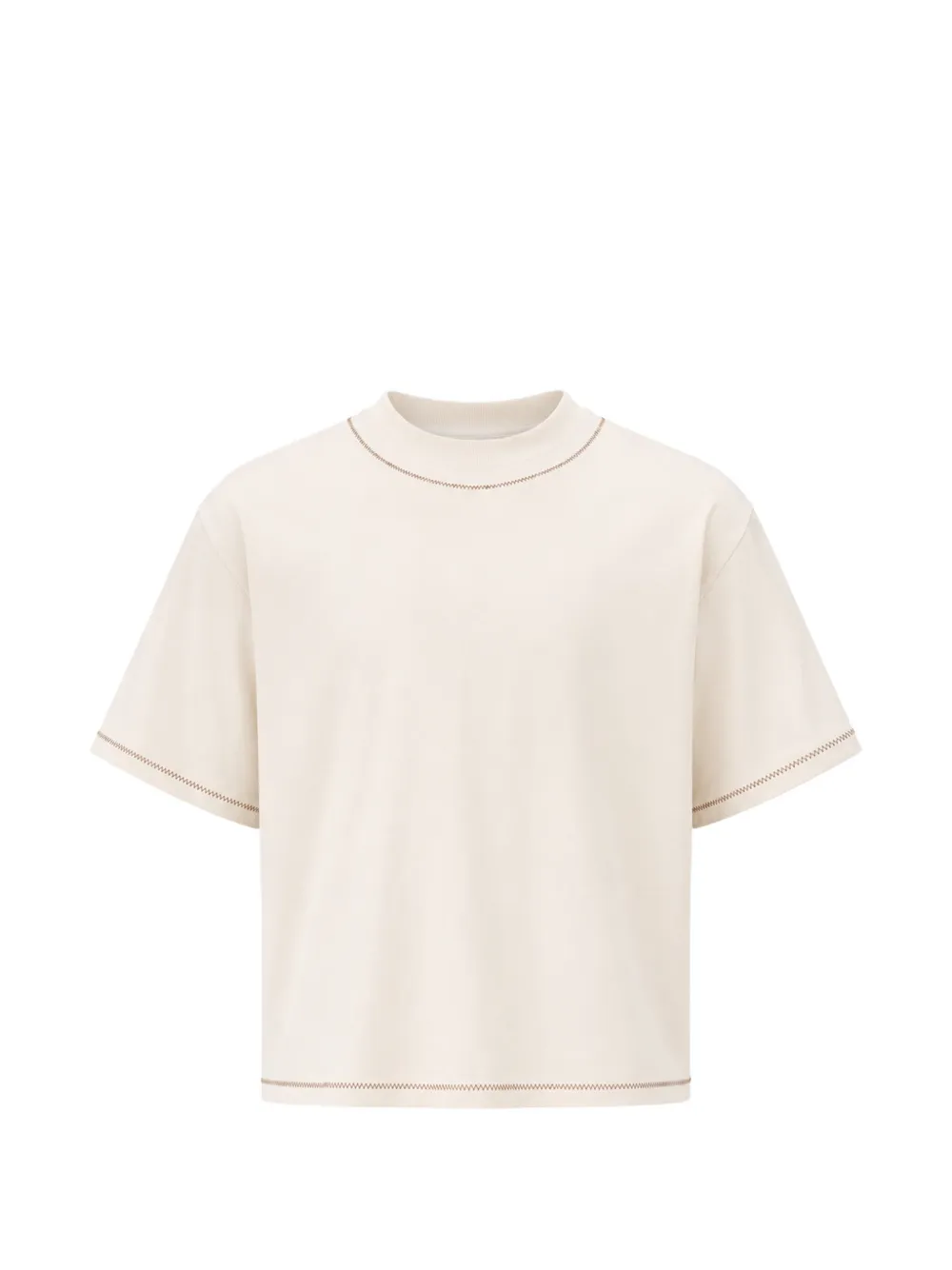 estudio niksen hand-embroidered cropped T-shirt - Toni neutri